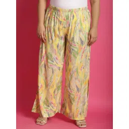 theRebelinme Yellow Floral Print High Rise Regular Fit Palazzos-picture-11
