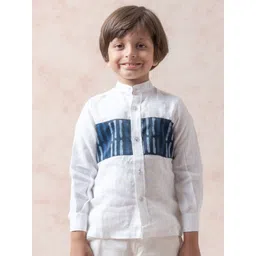 THETAA Boys Striped Spread Collar Linen Casual Shirt-picture-28