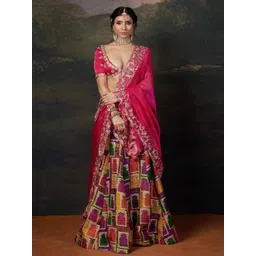 THETAA Embroidered Silk Ready to Wear Lehenga With Blouse And Dupatta-picture-45