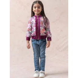 THETAA Girls Abstract Printed Bomber Jacket-picture-24