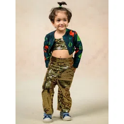 THETAA Girls Self Design Top With Trousers And Jacket-picture-10