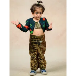 THETAA Girls Self Design Tube Top And Trousers With Jacket-picture-11