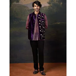 THETAA Hand-Embroidered Velvet Nehru Jacket-picture-21