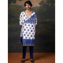 THETAA Men Floral Printed Regular Pure Silk Kurta with Pyjamas-picture-0