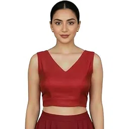 thevasa Women's Modern V-Cut Padded Blouse-picture-12