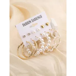 TheVineGirl Gold-Plated Alloy Pearls Half Hoop Earrings-picture-23
