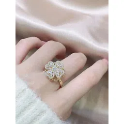 TheVineGirl Gold-Plated Cubic Zirconia Stone Studded Finger Ring-picture-28