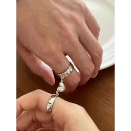 TheVineGirl Set of 2 Silver-Plated Heart-Shaped Couple Finger Ring-picture-11