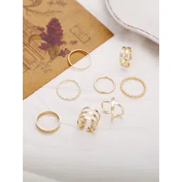 TheVineGirl Set of 8 Gold-Plated Adjustable Finger Ring-picture-29