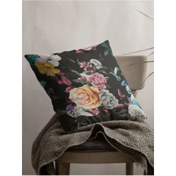 THEYAYACAFE Black & Mustard Floral Velvet Square Cushion Covers-image-41