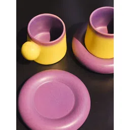 TheYUGO Yellow & Purple 2 Piece Printed Ceramic Glossy Mugs Set image 5