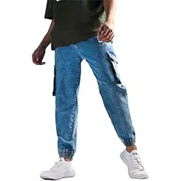 Black Color Acid wash Baggy Jeans for Men || Cargo Joggers for Men || Men's Jeans Cargo-image-30