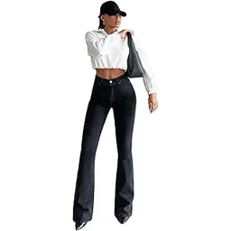 Bootcut Jeans for Women | high Waist Jeans Women | Black Bell Bottom Stylish Casual Denim | Wide Bootcut Fit | Stylish Casual Wear-image-48