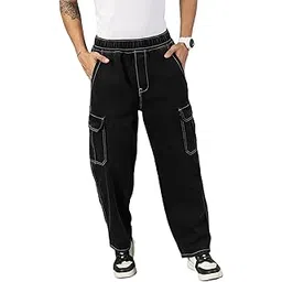 Cargo Jogger Baggy Jeans for Men | Loose fit Washed Jeans for Men | Utility Cargo Pant for Men-image-10