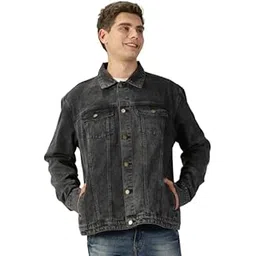 Men's loose fit Trucker Jacket with stone wash | Denim jacket for men-image-8