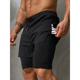 Solid Men Black Running Shorts, Gym Shorts-image-24