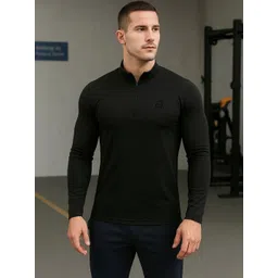 THIRD QUADRANT Men High Neck Slim Fit T-shirt-image-18