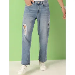 THIRD QUADRANT Men Loose Relaxed Fit Highly Distressed Light Fade Jeans-image-5