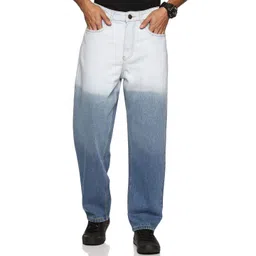 THIRD QUADRANT Men Loose Relaxed Fit Low Distress Jeans-image-2