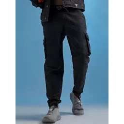 THIRD QUADRANT Men Loose Relaxed Fit Low Distress Light Fade Stretchable Jeans-image-4