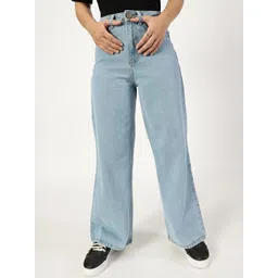 THIRD QUADRANT Women Cotton Jean Wide Leg High-Rise Jeans-image-43