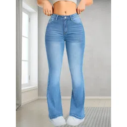 THIRD QUADRANT Women Jean Bootcut High-Rise Light Fade Stretchable Jeans-image-42