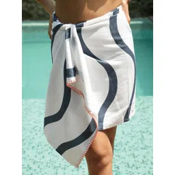 Thirsty Towel White & Blue 2 Printed Bamboo 210 GSM Bath Towel-picture-18