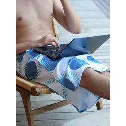 Thirsty Towel White & Blue 2 Printed Bamboo 210 GSM Bath Towel-picture-19