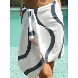 Thirsty Towel White and Navy Blue Blend Abstract Bath Towel-picture-23