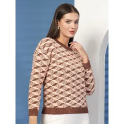 Thirty Threads Women Checked Woollen Pullover image 4