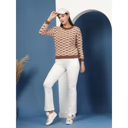 Thirty Threads Women Checked Woollen Pullover image 3