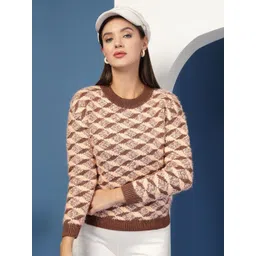 Thirty Threads Women Checked Woollen Pullover image 5