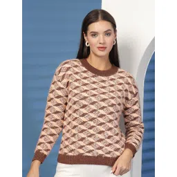 Thirty Threads Women Checked Woollen Pullover image 1