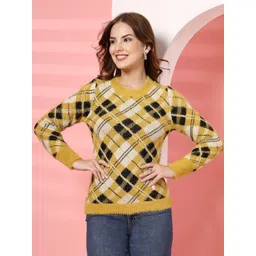 Thirty Threads Women Checked Woollen Pullover Sweaters-picture-29