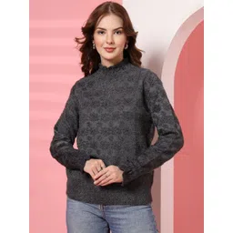 Thirty Threads Women Embroidered Woollen Pullover with Embellished Detail-picture-30
