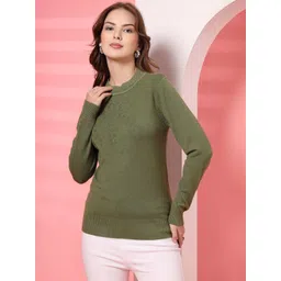Thirty Threads Women Embroidered Woollen Pullover with Embroidered Detail-picture-31