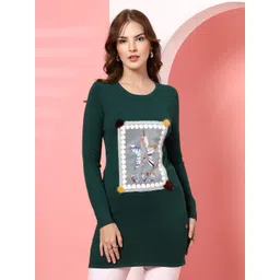 Thirty Threads Women Graphic Printed Woollen Longline Pullover Sweater-picture-28