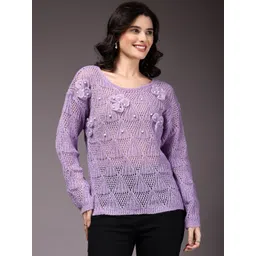 Thirty Threads Women Woollen Pullover with Applique Detail-picture-33