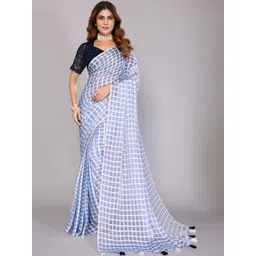 THL - THE HOUSE OF LINEN Checked Poly Chiffon Saree-picture-42