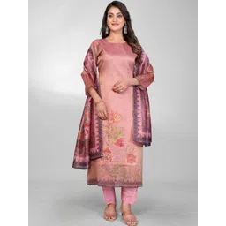 THL - THE HOUSE OF LINEN Women Floral Regular Silk Crepe Kurta with Trousers & With Dupatta-picture-27