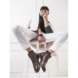 THOMAS CRICK Men Textured Leather Biker Boots-picture-21