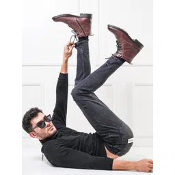 THOMAS CRICK Men Textured Leather Biker Boots-picture-28