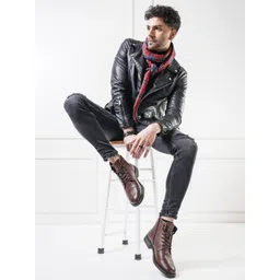 THOMAS CRICK Men Textured Leather Biker Boots-picture-25