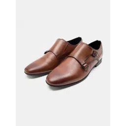 THOMAS CRICK Men Textured Premium Leather Formal Monk Shoes-picture-19
