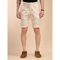Thomas Scott Beige Cotton Regular Fit Printed Shorts-picture-33