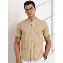 Thomas Scott Beige Cotton Slim Fit Printed Shirt-picture-28