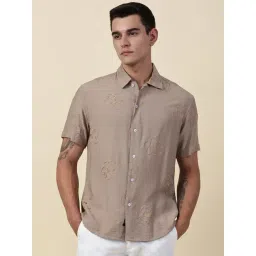 Thomas Scott Beige Regular Fit Self Pattern Shirt-picture-25