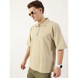 Thomas Scott Beige Relaxed Fit Solid Polo T-Shirt image 3