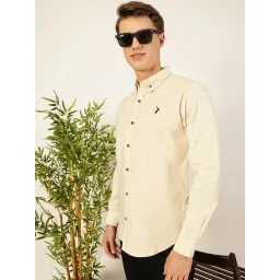 Thomas Scott Beige Slim fit Solid Casual Shirts-picture-25