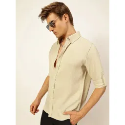 Thomas Scott Beige Slim fit Solid Casual Shirts-picture-38